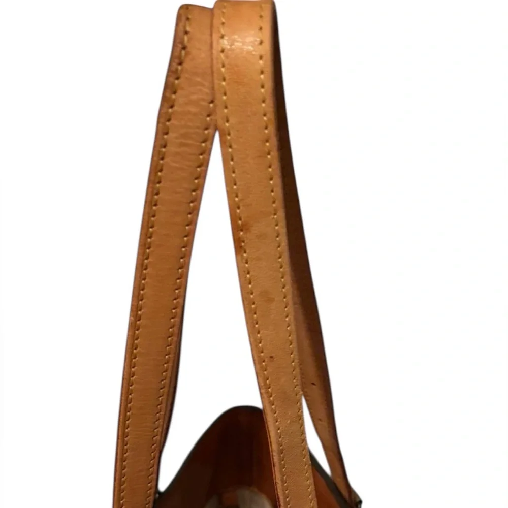 Louis Vuitton Brown Monogram Canvas Bucket Tote with Tan Leather Straps